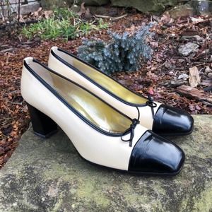 Pancaldi Black and Cream Block Heels